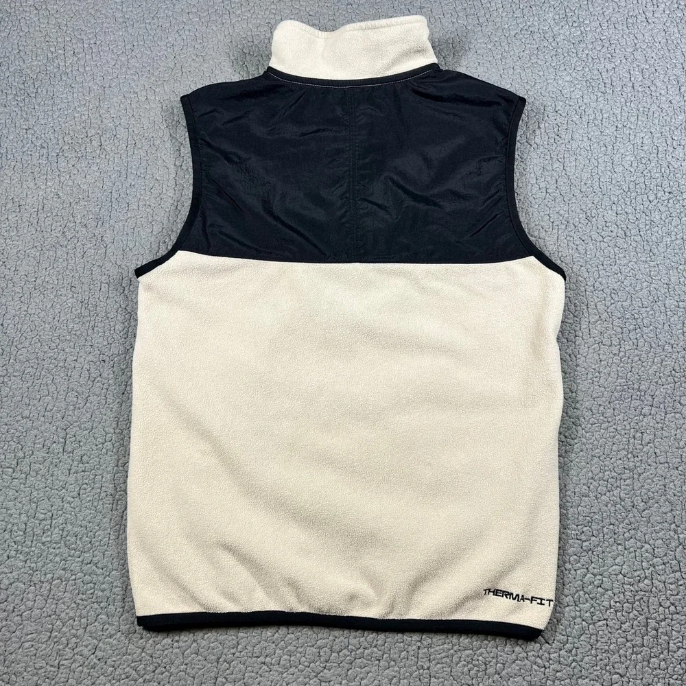 Nike Therma-FIT Fleece Vest Mens‎ XS Cream Black Full Zip DQ5105-206